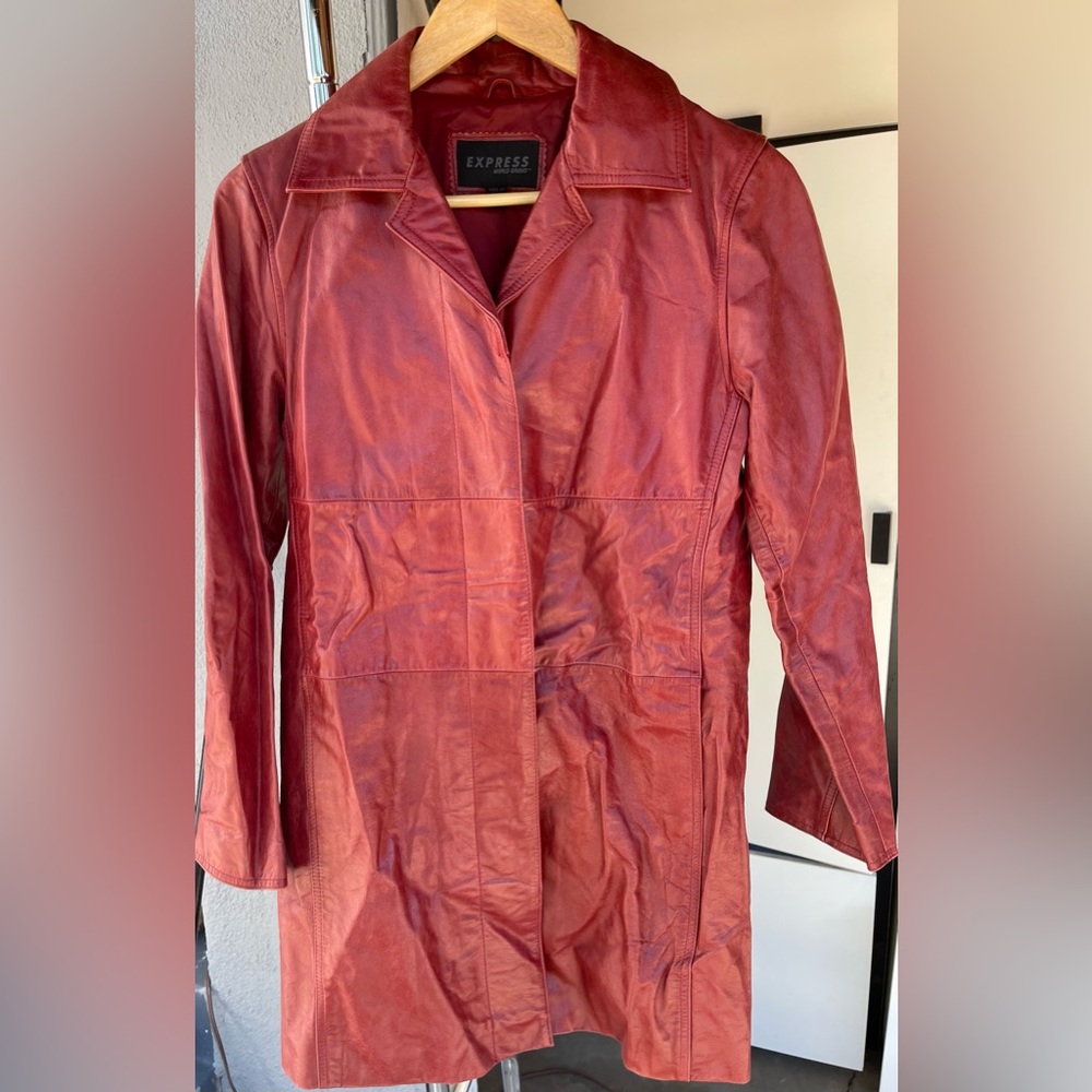 Express Deep Red Genuine Leather Jacket